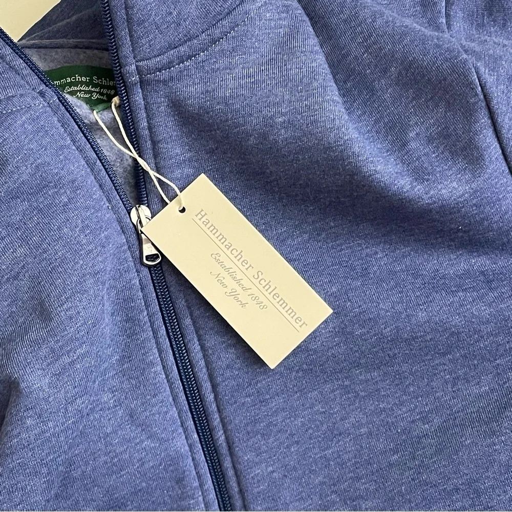 Hammacher Schlemmer NY Men’s Full Zip Sweater Blue Size Medium Slim Fit New